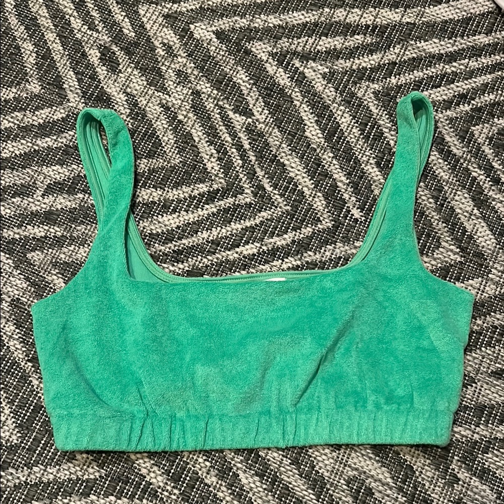 Green terrycloth cropped tank/bra